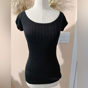 Elegant Black Ribbed Women's Top